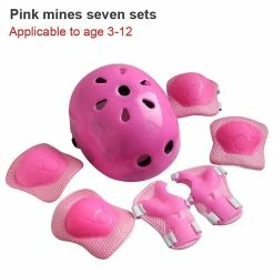 BESTORE Ensemble De Casque D'extérieur Rose De Patinage à Roulettes De 7 Pièces Pour Enfants