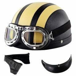 Harley Helmet Casque Harley Moto Demi-visage Casque En Cuir Avec Lunettes Anti-uv 54-60cm