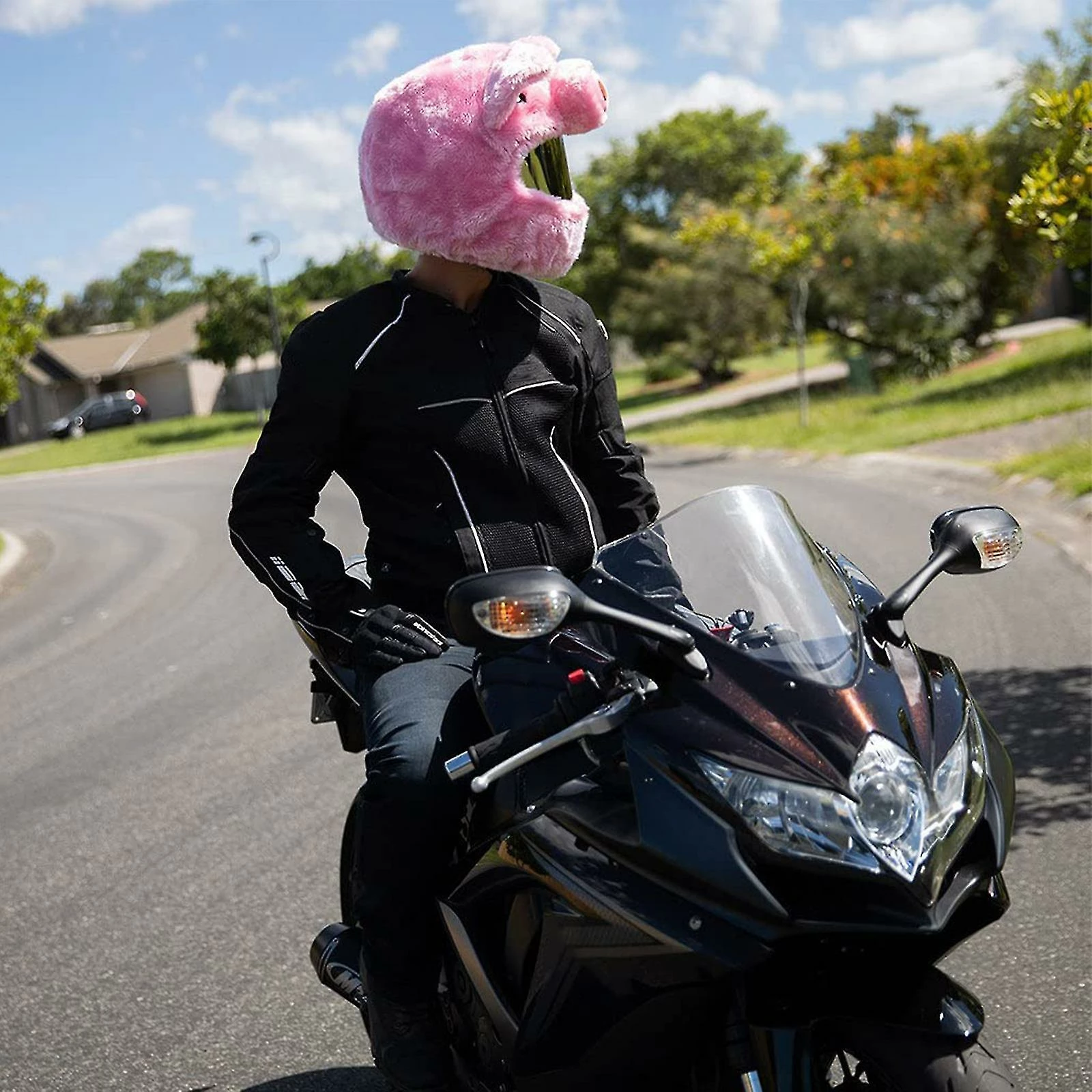 Vention Couverture De Casque De Moto Pink Pig Pop Peluche Housse De Casque De Cochon Pour Hommes Femmes 4 Vention Couverture De Casque De Moto Pink Pig Pop Peluche Housse De Casque De Cochon Pour Hommes Femmes – Image 2