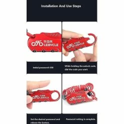 Unbranded Bicycle Lock Anti-theft Casque Lock Moto 3 Digit Combination Password Safety Cable Lock Bike -Porte-vélos et Barres de Toit Soldes 554485376 max