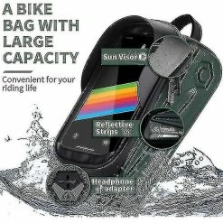 Unbranded Sac De Support De Téléphone De Vélo Grande Capacité Tpu écran Tactile Casque Trou Cyclisme Téléphone Montage Top Tube Pochette Accessoires De Vélo Pour Smartphone Moins De 7,0 '' -Porte-vélos et Barres de Toit Soldes 642420036 max