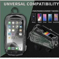 Unbranded Sac De Support De Téléphone De Vélo Grande Capacité Tpu écran Tactile Casque Trou Cyclisme Téléphone Montage Top Tube Pochette Accessoires De Vélo Pour Smartphone Moins De 7,0 '' -Porte-vélos et Barres de Toit Soldes 642420238 max