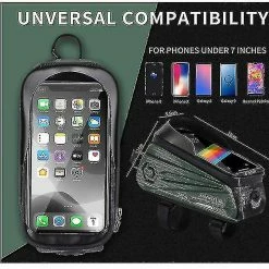 Unbranded Sac De Support De Téléphone De Vélo Grande Capacité Tpu écran Tactile Casque Trou Cyclisme Téléphone Montage Top Tube Pochette Accessoires De Vélo Pour Smartphone Moins De 7,0 '' -Porte-vélos et Barres de Toit Soldes 642438796 max