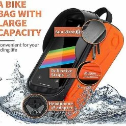 Unbranded Sac De Support De Téléphone De Vélo Grande Capacité Tpu écran Tactile Casque Trou Cyclisme Téléphone Montage Top Tube Pochette Accessoires De Vélo Pour Smartphone Moins De 7,0 '' -Porte-vélos et Barres de Toit Soldes 642441833 max