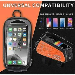 Unbranded Sac De Support De Téléphone De Vélo Grande Capacité Tpu écran Tactile Casque Trou Cyclisme Téléphone Montage Top Tube Pochette Accessoires De Vélo Pour Smartphone Moins De 7,0 '' -Porte-vélos et Barres de Toit Soldes 642442027 max