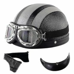 Harley Helmet Casque Harley Moto Demi-visage Casque En Cuir Avec Lunettes Anti-uv 54-60cm