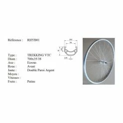 Roue Vélo - Roue Avant Vélo - Axe à écrous - Double Paroi - Couleur Argent - Avis / Test